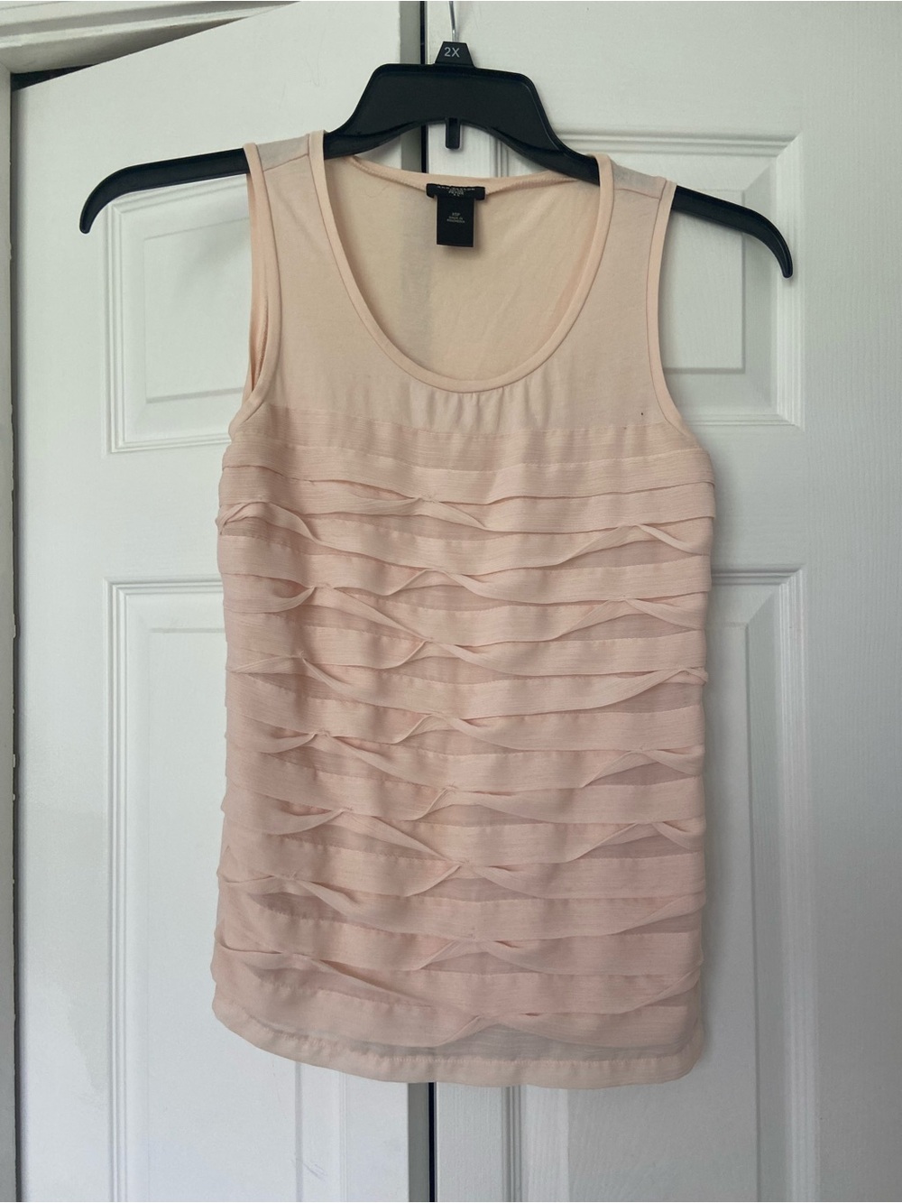 Ann Taylor Pale Blush Layered Ruffle Tank
